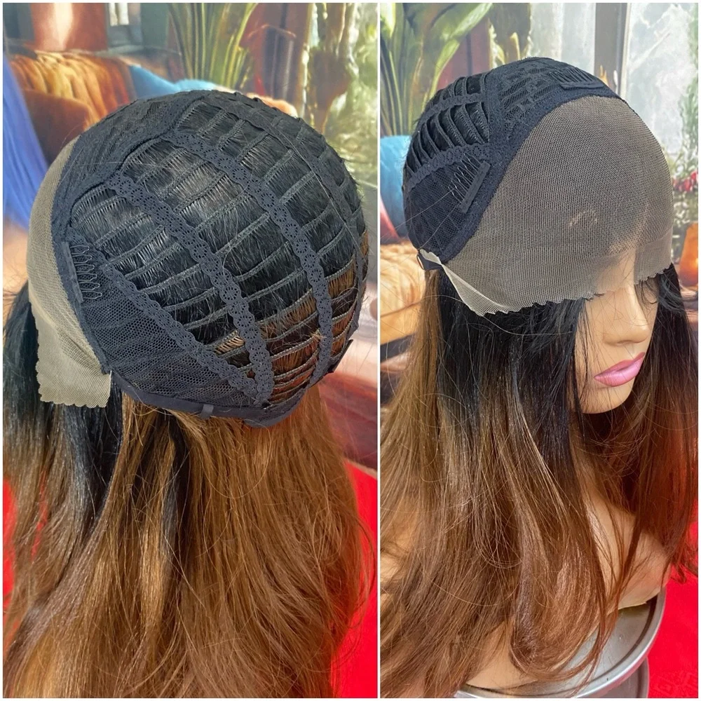 Black brunette, free part full lace front wig